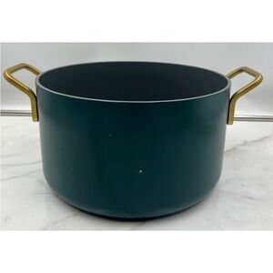 GreenPan Stanley Tucci Ceramic Nonstick Stockpot Forest Green Gold Handles Italy
